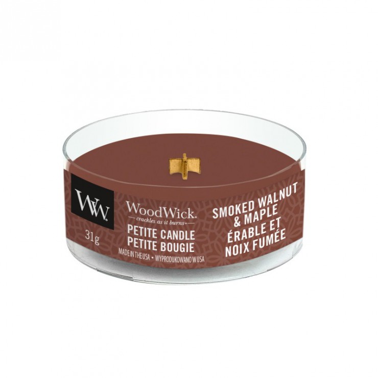 Świeca Petite Smoked Walnut & Maple WoodWick Świeca Petite Smoked Walnut & Maple WoodWick