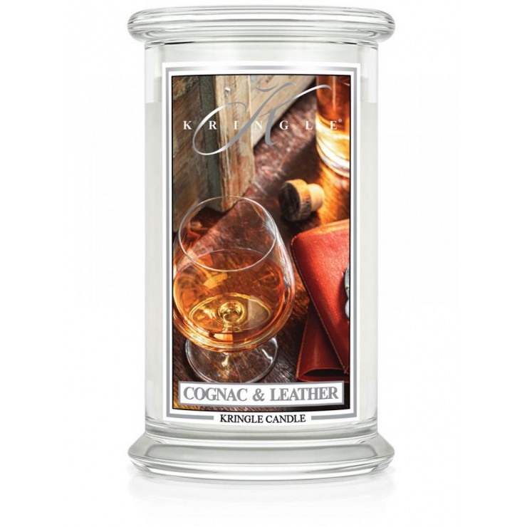Duża świeca Cognac & Leather Kringle Candle