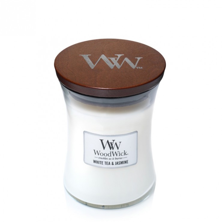 Średnia świeca White Tea & Jasmine Woodwick Średnia świeca White Tea & Jasmine Woodwick