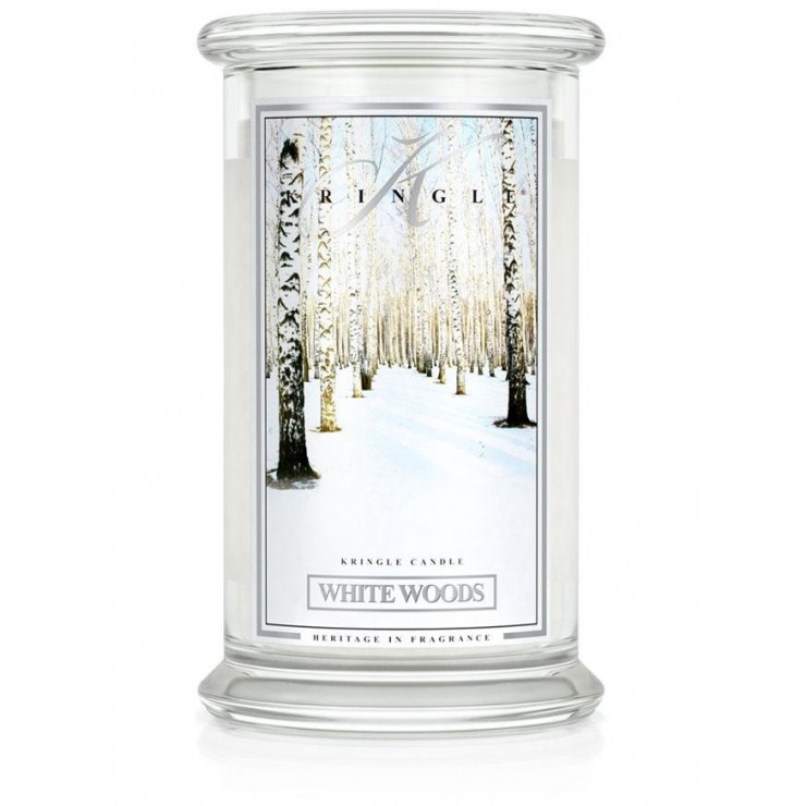 Duża świeca White Woods Kringle Candle