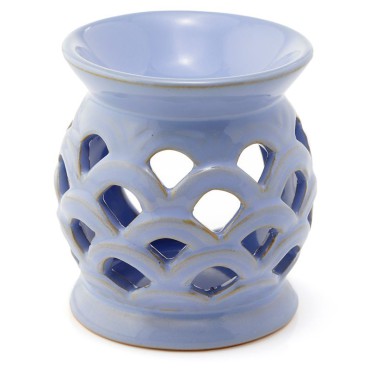 Kominek ceramiczny z wyciętymi otworami w kształcie łuski rybiej Eden - niebieski
