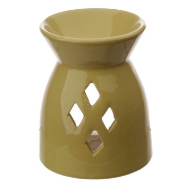 Kominek ceramiczny z otworami w kształcie diamentów - żółty