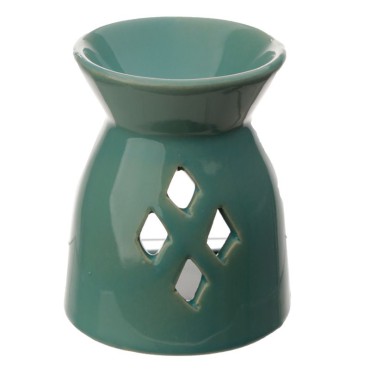 Kominek ceramiczny z otworami w kształcie diamentów - zielony