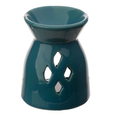 Kominek ceramiczny z otworami w kształcie diamentów - niebieski