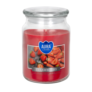 Duża świeca zapachowa z wieczkiem Truskawka Aura