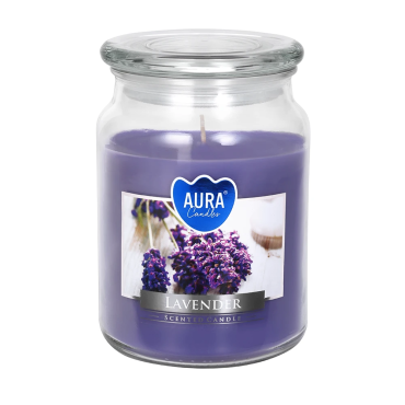 Duża świeca zapachowa z wieczkiem Lawenda Aura