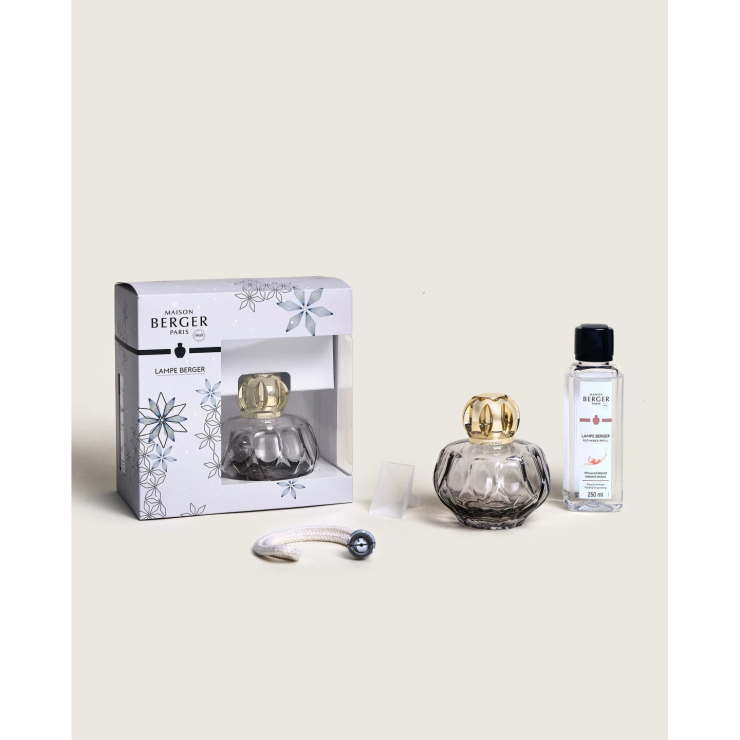 Zestaw Rosalie szara mała lampa+wkład Szampan - Exquisite Sparkle 250ml Maison Berger Paris