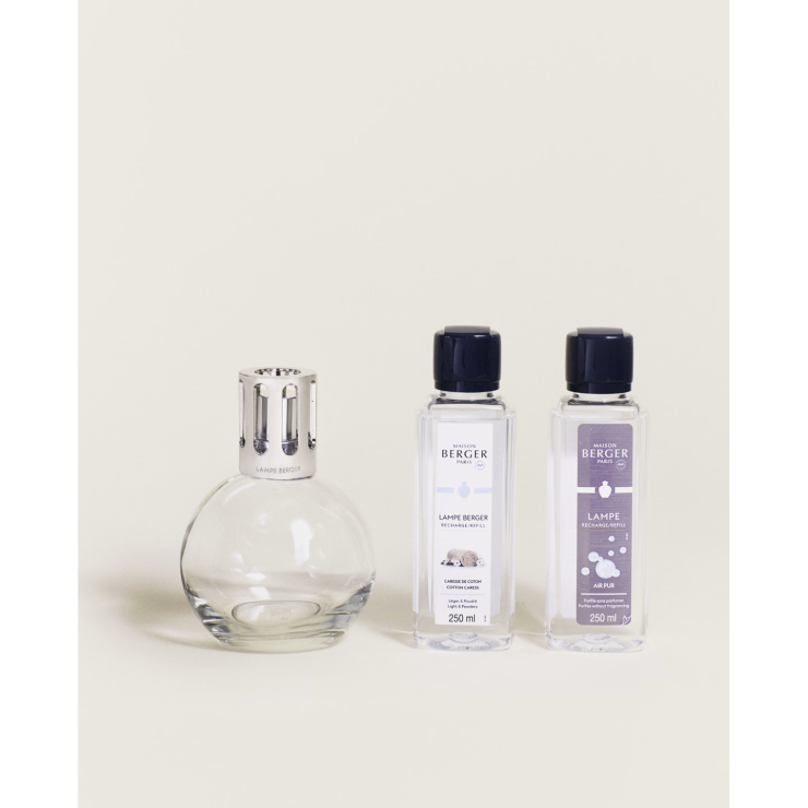 Zestaw Essentielle mała lampa i 2 esencje Cotton caress i Air Pur 250ml Maison Berger Paris