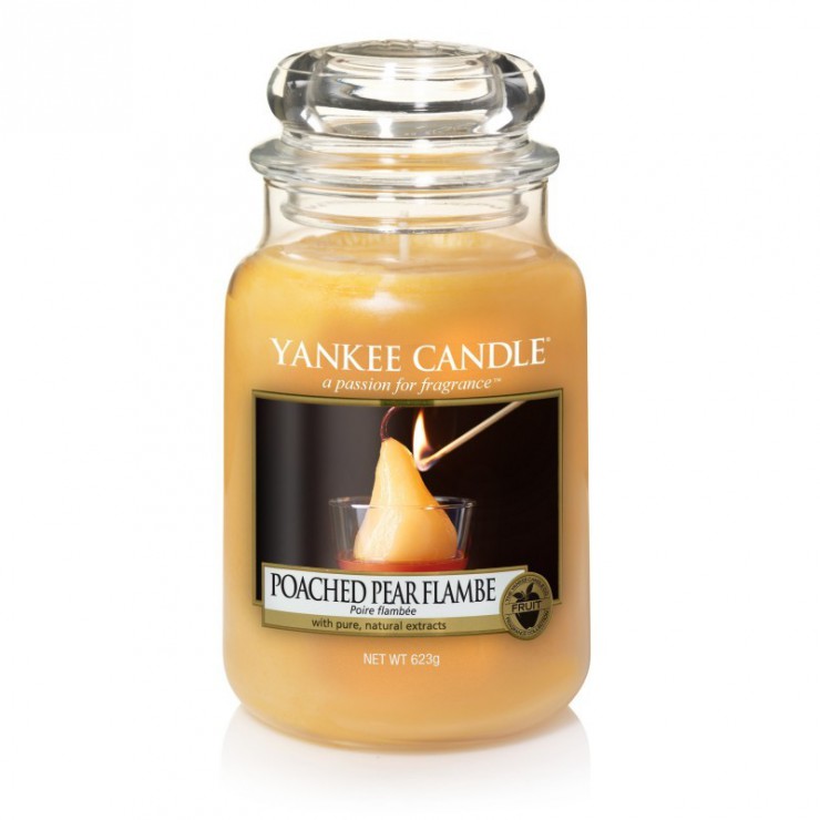 Duża świeca Poached Pear Flambe Yankee Candle